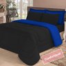 Kit Edredom Elegance Casal Queen + Jogo de Lençol 06 pçs Aconchego Dupla Face Preto e Azul Cotex - 2