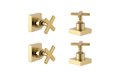 Ver imagem 1 de Kit 4 Acabamento para Registro Banheiro Cruzeta Quadrado Dourado Brilhante Chuveiro Padrão Deca