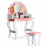 Conjunto Infantil Completo Princesas Cama, Guarda-Roupa e Penteadeira Carruagem Rosa - 6