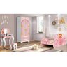 Conjunto Infantil Completo Princesas Cama, Guarda-Roupa e Penteadeira Carruagem Rosa - 1