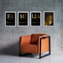 Ver imagem 2 de Kit 4 Quadros Família - Folha Dourada 24x18cm:madeira Branca