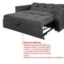 Ver imagem 2 de Sofá Cama Reclinável Retrátil Austin Pompeia Chumbo com Porta Copos