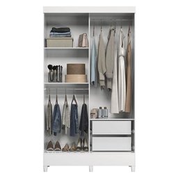 Guarda Roupa Solteiro 2 Portas de Correr com Espelho e Pés Fit Branco Brilho - Santos Andirá - 2 Guarda Roupa Solteiro 2 Portas de Correr com Espelho e Pés Fit Branco Brilho - Santos Andirá - 2