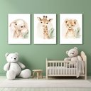 Ver imagem 2 de Kit 3 Quadro Decorativo Safari Infantil Animais Criança Leão Qualidade Premium Moderno 40x28cm