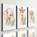 Ver imagem 1 de Kit 3 Quadro Decorativo Safari Infantil Animais Criança Leão Qualidade Premium Moderno 40x28cm