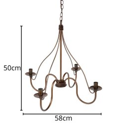 Lustre para Sala em Ferro para Casas Rústicas e Modernas 4 Lâmpadas Ouro Velho - 4