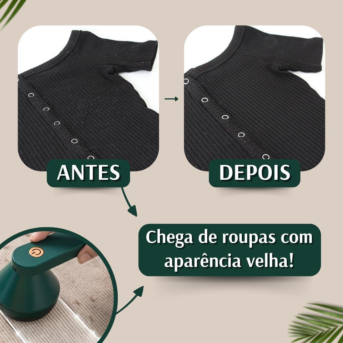 Removedor Pelos Fiapos Elétrico Verde Usb Portátil - 2