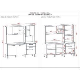 Cozinha Mega sem Tampo - Kit'S Paraná - Nogueira/Off White - 4