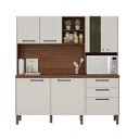 Ver imagem 7 de Armário de Cozinha Compacta 7 Portas 2 Gavetas Mega - Nogueira/off White