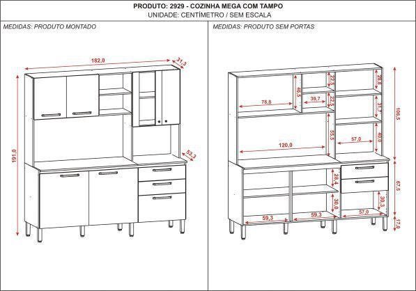 COZINHA COMPLETA NALA KIT'S PARANÁ OFF WHITE/NOGUEIRA - Lojas do Manão