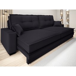 Sofá Palermo 2,40m Retrátil e Reclinável Velosuede Preto - Netsofás - 1