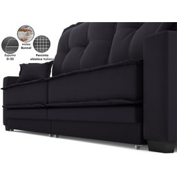 Sofá Palermo 2,40m Retrátil e Reclinável Velosuede Preto - Netsofás - 4