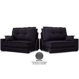 Sofá Palermo 2,40m Retrátil e Reclinável Velosuede Preto - Netsofás - 7
