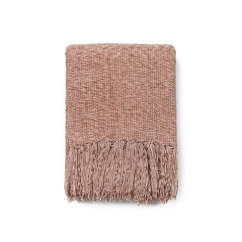 Manta para Sofá Chenille Rosa Antigo 120x180