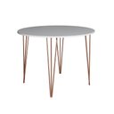 Ver imagem 3 de Mesa com 4 Cadeiras Katrina Cobre Elen Hairpin 110cm Jantar Branca Base Cobre