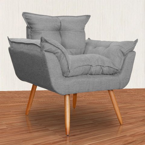 Poltrona Decorativa Opalla Cinza - Malta Decor