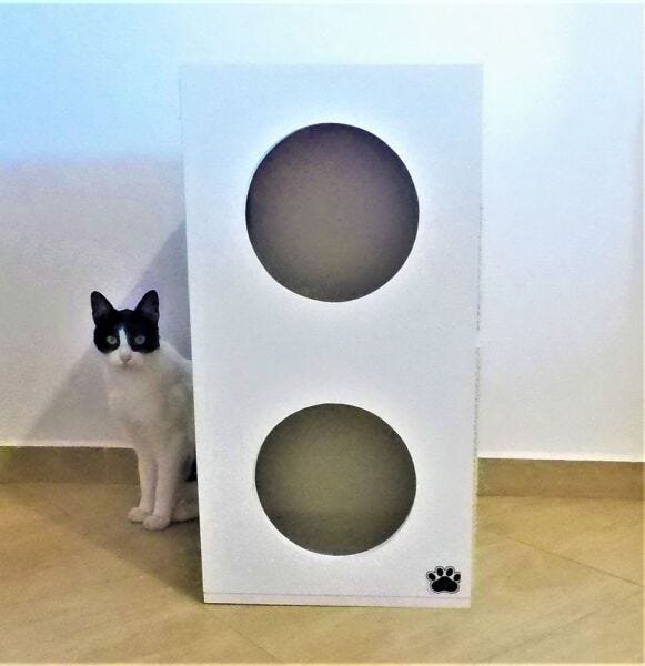 Arranhador para Gatos Double Box Vertical Toth Pet em MDF 15mm Branco - 7