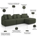 Ver imagem 4 de Sofá 3 Lugares com Chaise Direito Sala Living 248cm Arlo F04 Linho Verde Tc-10056 - Lyam Decor