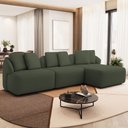 Ver imagem 2 de Sofá 3 Lugares com Chaise Direito Sala Living 248cm Arlo F04 Linho Verde Tc-10056 - Lyam Decor