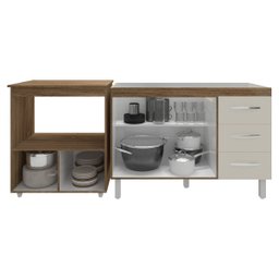 Balcão Armário Cozinha Gabinete de Pia 120 Cm Bruna e Balcão para Microondas e Forno Elétrico Amanda - 5