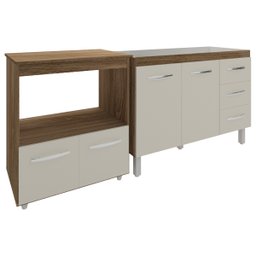Balcão Armário Cozinha Gabinete de Pia 120 Cm Bruna e Balcão para Microondas e Forno Elétrico Amanda - 4