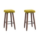 Ver imagem 1 de Kit 2 Banquetas Altas Quadradas Pés Madeira Modelo Paris:amarelo