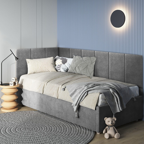 Kit 10 Módulos de Cabeceira Estofada Cama Box Solteiro em L Modulada 3,00mx40cm