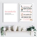 Ver imagem 1 de Kit 2 Quadros Lavanderia Soft - Rosa 24x18cm - com Vidro:madeira Preta