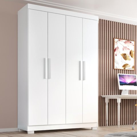 Guarda-Roupa Solteiro Lisboa 4 Portas 2 Gavetas com Pés