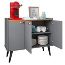 Ver imagem 4 de Aparador Buffet Pequeno Balcão Armário Cozinha 3 Portas Prateleira Cantinho Café Sala Estar Retrô