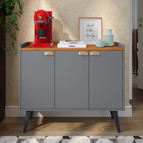 Aparador Buffet Pequeno Balcão Armário Cozinha 3 Portas Prateleira Cantinho Café Sala Estar Retrô