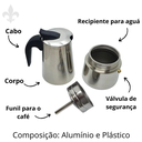 Ver imagem 2 de Cafeteira Expresso Italiana 6 Cafés Xícaras Aço Inox