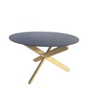 Ver imagem 1 de Mesa de Centro Circular Tampo Acrílico Sala Estar Decorativa Pés Madeira Apenas Encaixe e Pronto