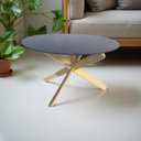 Ver imagem 2 de Mesa de Centro Circular Tampo Acrílico Sala Estar Decorativa Pés Madeira Apenas Encaixe e Pronto