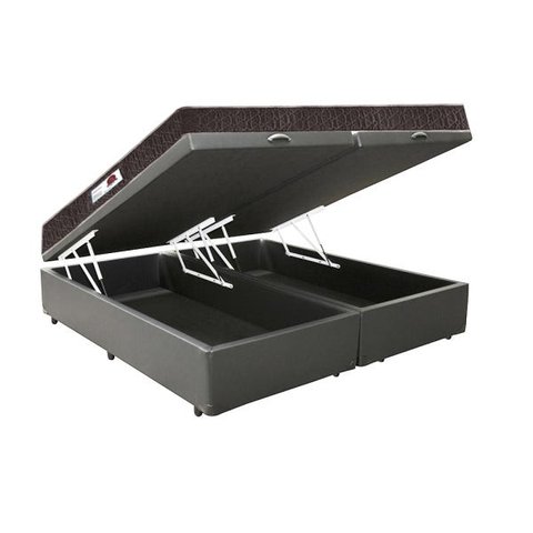 Cama Box Baú King Colchão Classic Mola Ensacada + Box Bipartido Sintético Cinza Serra Negra 67x193x2
