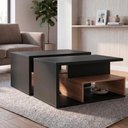 Ver imagem 2 de Kit 2 Mesa de Centro para Sala 68 Cm B92 Preto Montana Novam