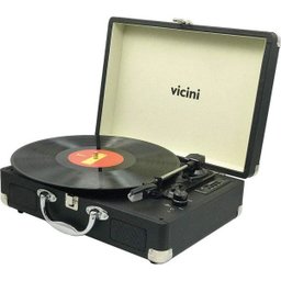 Vitrola Toca Discos Rádio Fm Vinil USB SD Aux Reproduz e Grava Bluetooth - 1