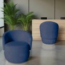 Ver imagem 7 de Kit 2 Poltronas Decorativa Beatriz Orgânica Veludo Azul Marinho
