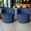 Ver mais imagens de Kit 2 Poltronas Decorativa Beatriz Orgânica Veludo Azul Marinho