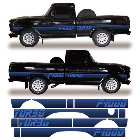 Kit Faixa Lateral F-1000 Turbo 91 92 Cs Adesivo Decorativo Teu Adesivo Azul