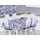 Ver imagem 1 de Kit 4 Capas Encosto de Cadeira de Aço Tubular Cozinha Malha Gel Estampa Divertida Bule Azul