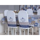 Ver imagem 2 de Kit 4 Capas Encosto de Cadeira de Aço Tubular Cozinha Malha Gel Estampa Divertida Bule Azul