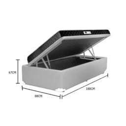 Cama Box Baú Solteiro Colchão Classic Mola Ensacada + Box Sintético Preto Serra Negra 67x88x188 - 6