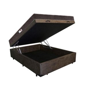 Cama Box Baú Casal Colchão Top Line Mola Bonnel + Box Suede Marrom Serra Negra 63x138x188