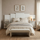 Ver imagem 2 de Cabeceira Torino Casal Queen 100% MDF Ajustável 2 Mesas de Cabeceiras Integrados - Branco
