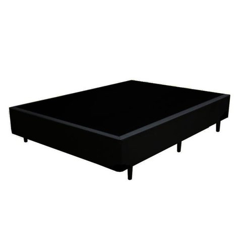 Base Box Casal Sintético Preto 38x138x188 Serra Negra