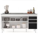 Ver imagem 4 de Balcão Gabinete com Pia Inox 160cm Arkansas Branco/Preto - Lumil Lumil Móveis