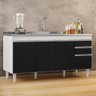 Balcão Gabinete com Pia Inox 160cm Arkansas Branco/Preto - Lumil Lumil Móveis - 2