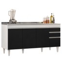 Ver imagem 3 de Balcão Gabinete com Pia Inox 160cm Arkansas Branco/Preto - Lumil Lumil Móveis