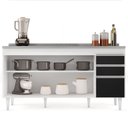 Ver imagem 4 de Balcão Gabinete com Pia Inox 160cm Arkansas Branco/Preto - Lumil Lumil Móveis